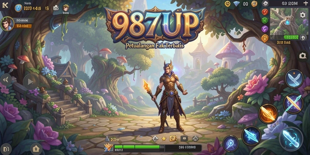 Tampilan gameplay mendebarkan dalam petualangan RPG 987UP.