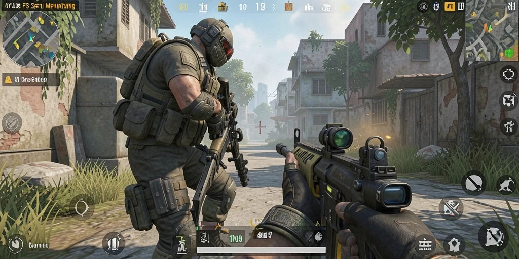 Tangkapan layar gameplay AYU89 menampilkan aksi seru dalam pertempuran FPS.