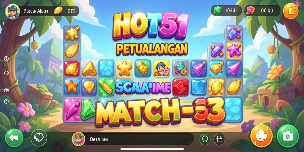 Screenshot game HOT51 menampilkan serunya gameplay Match-3.