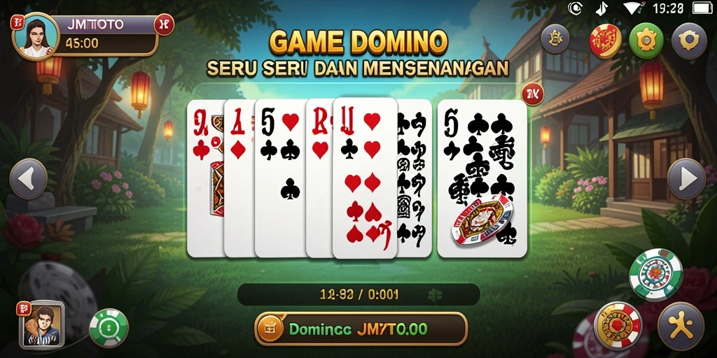 Screenshot gameplay JMTOTO menampilkan aksi seru permainan Domino.