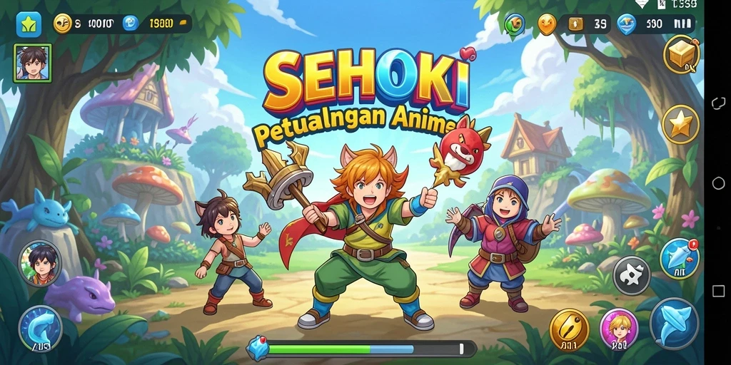 Tampilan gameplay SEHOKI yang menampilkan karakter Anime yang dinamis.