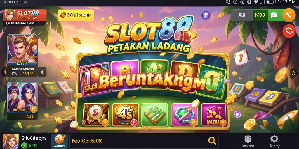 Tampilan gameplay SLOT88 dengan ladang penuh tanaman berwarna-warni.